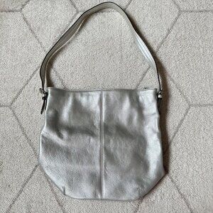 Silver Leather Tignanello Shoulder Hobo Bag